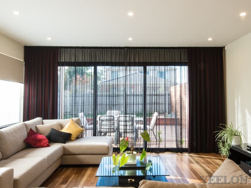 Veelon Melbourne Living Dining curtains sheer blockout black red