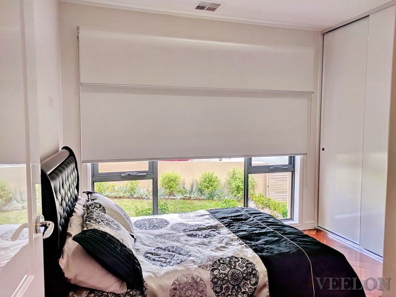 Veelon Melbourne Double roller blinds Bedroom white ivory