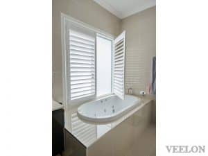 Veelon Melbourne Plantation Shutters Timber PVC White Ivory Bathroom