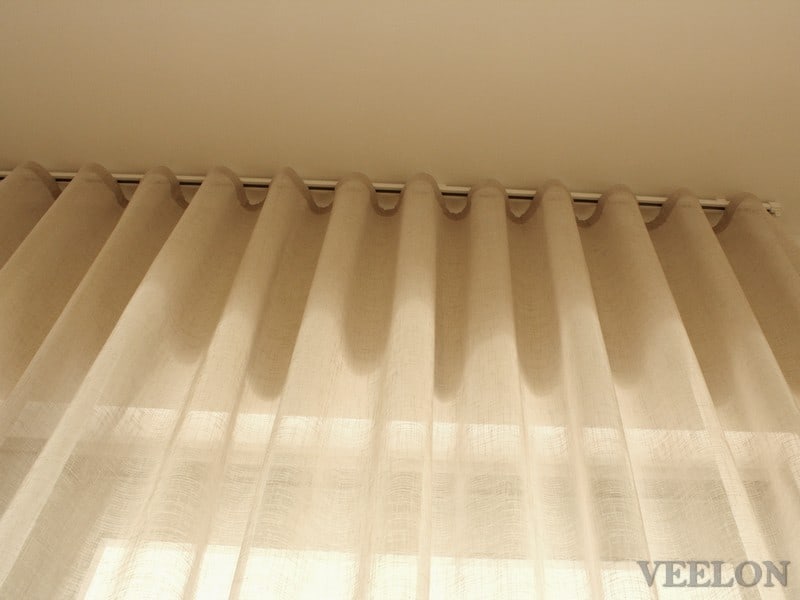 Veelon Sheer curtains s-fold wave fold grey natural look linen look living dining