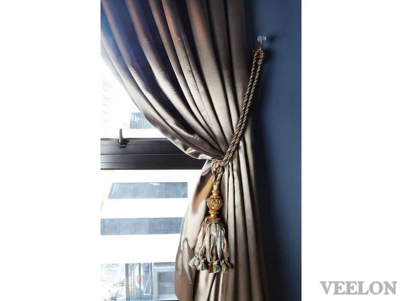 Veelon Sheer motorized curtains brown gold bronze silk look living dining antique style