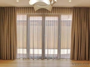 Veelon Melbourne Bedroom Living Triple weave s-fold curtains sheer block out dim out wave fold grey ceiling fix