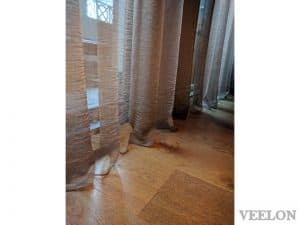 Veelon Sheer curtains pencil pleat brown gold bronze silk look living dining antique style