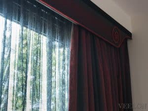 Veelon Melbourne Bedroom curtains sheer blockout black red pelmet