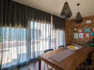 Veelon Melbourne Dining Living sheer curtains grey ceiling fix linen roller
