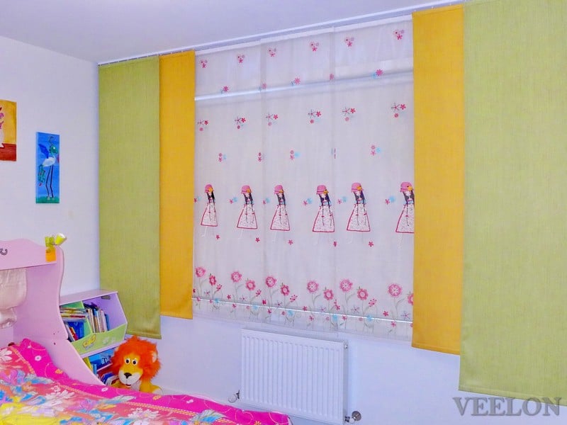 Veelon Melbourne Panel curtains Japanese style Kids girl green yellow flowers