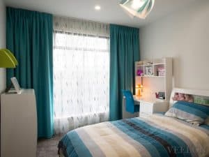 Veelon Melbourne Sheer Blockout dimount Triple weave curtains inverted pleat s-fold Kids girl blue Bedroom wave fold ceiling fix