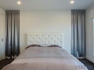 Veelon Melbourne Bedroom Triple weave pinch pleat curtains block out dim out grey ceiling fix