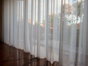 Veelon Sheer curtains motorized motorised s-fold wave fold cream white ivory natural look living dining