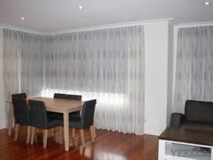 Veelon Melbourne Bedroom Living pencil pleat curtains sheer grey wall fix linen look roller