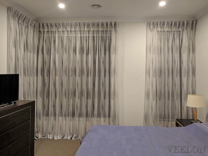Veelon Melbourne Bedroom curtains sheer grey wall fix linen look