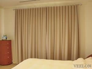 Veelon Melbourne bedroom Triple weave s-fold curtains block out dim out wave fold beige wall fix