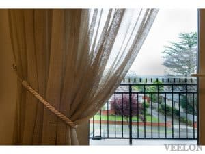 Veelon Sheer curtains beige natural look living dining tie back