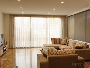 Veelon Sheer curtains beige gold bronze natural look living dining roller blinds