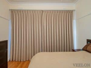 Veelon Melbourne Bedroom curtains sheer blockout beige pinch pleat stripe natural look