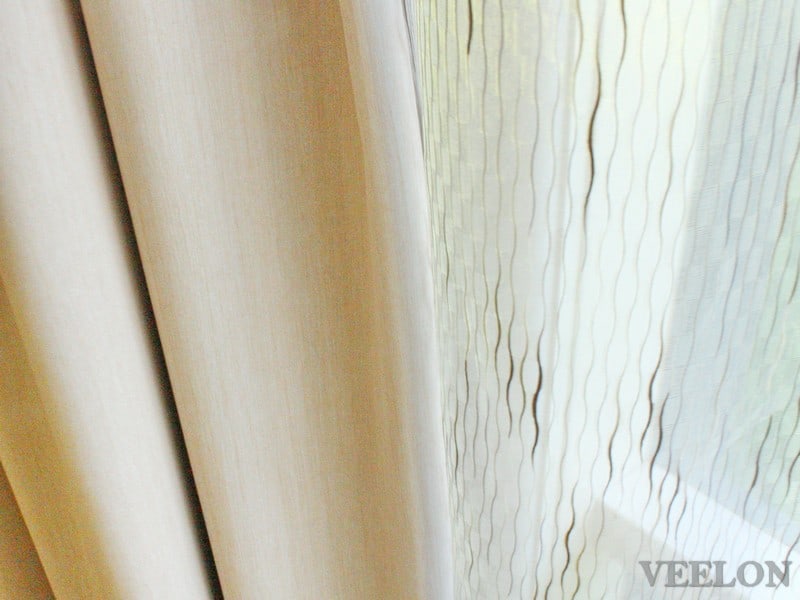 Veelon Melbourne bedroom Triple weave s-fold curtains block out dim out wave fold beige wall fix