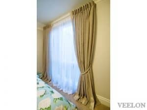 Veelon Melbourne Bedroom curtains sheer beige inverted pleat stripe natural look