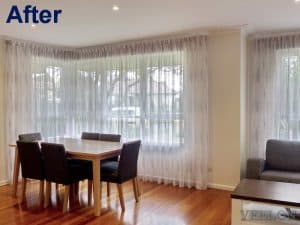 Veelon Melbourne Bedroom Living pencil pleat curtains sheer grey wall fix linen look roller