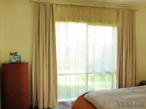 Veelon Melbourne bedroom Triple weave s-fold curtains block out dim out wave fold beige wall fix