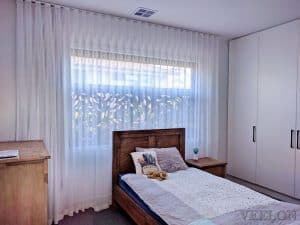 Veelon bedroom Melbourne curtains s-fold natural look white ceiling fix