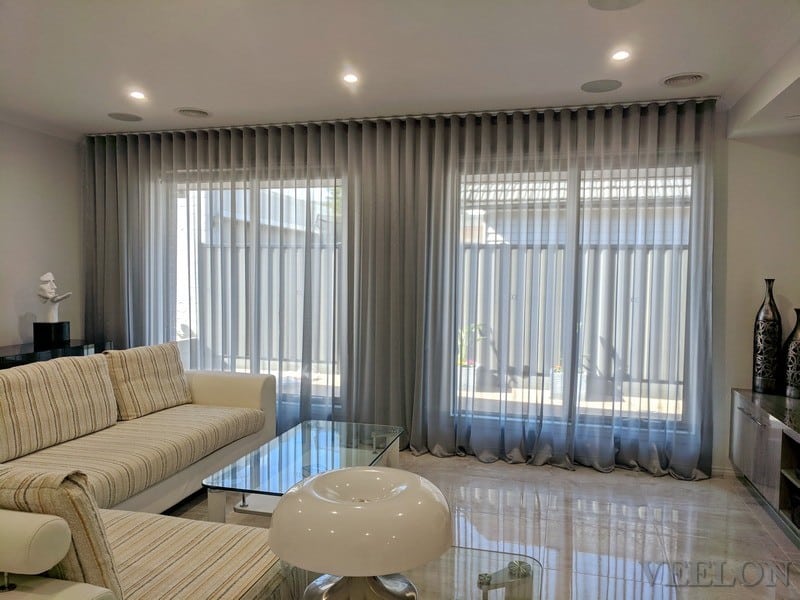 Veelon Sheer curtains s-fold grey silk look living dining modern style